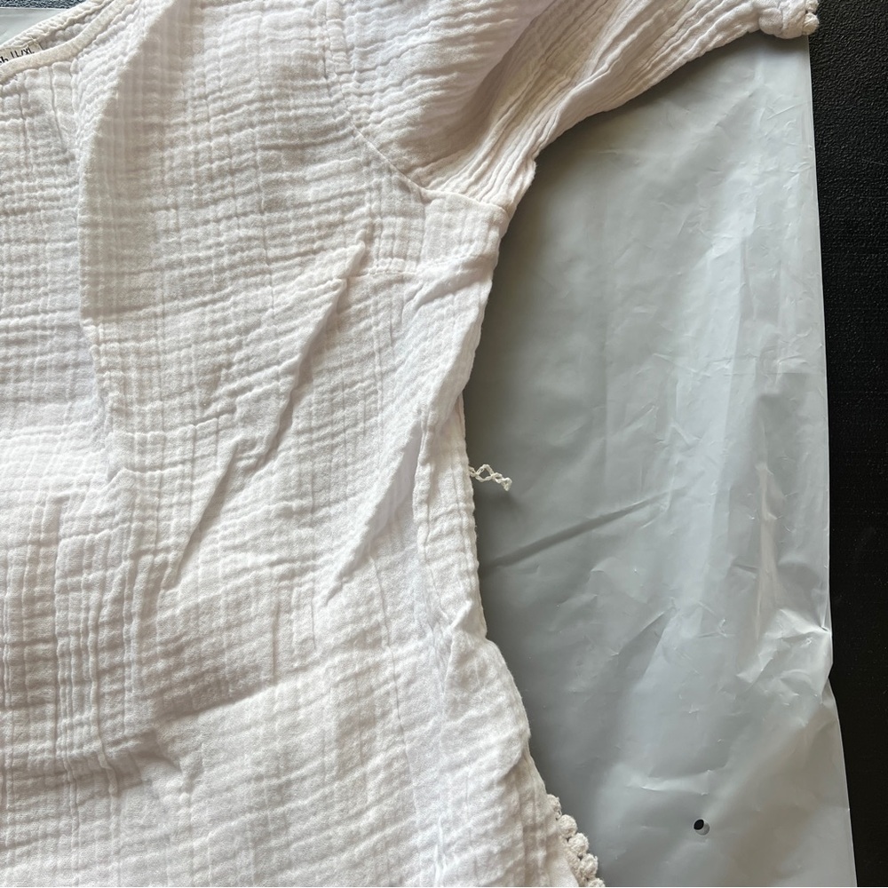 Abercrombie & Fitch One Shoulder White Beach Cover Up Size L/XL Summer Vacay - Picture 8 of 9